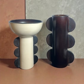 Two Modernist Scalloped Vases, DIEGO OLIVERO