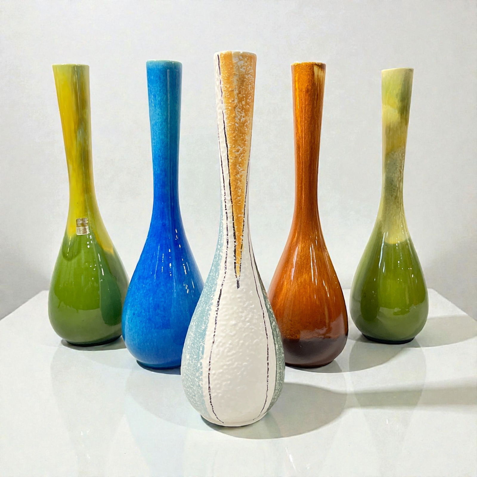 Five Mid Century ROYAL HAEGER Bud Vases: All vases measure approx. 15.25" H x 4.5" DIA.