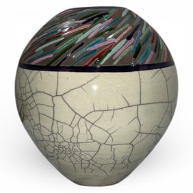 Substantial AMADIO SMITH Post Modern Raku Glaze Pottery Vessel