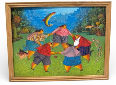 ANDRE BLAISE (Haitian, 1961) "Fishes" Painting