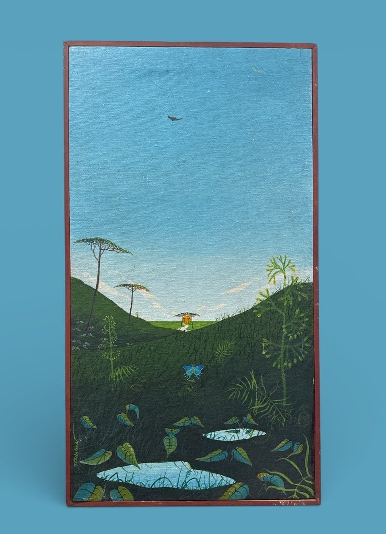 Signed T. CALLAHAN Haitian Folk Art Painting (1 of 7)