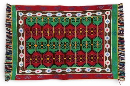 Vintage Small Folk Art Area Rug