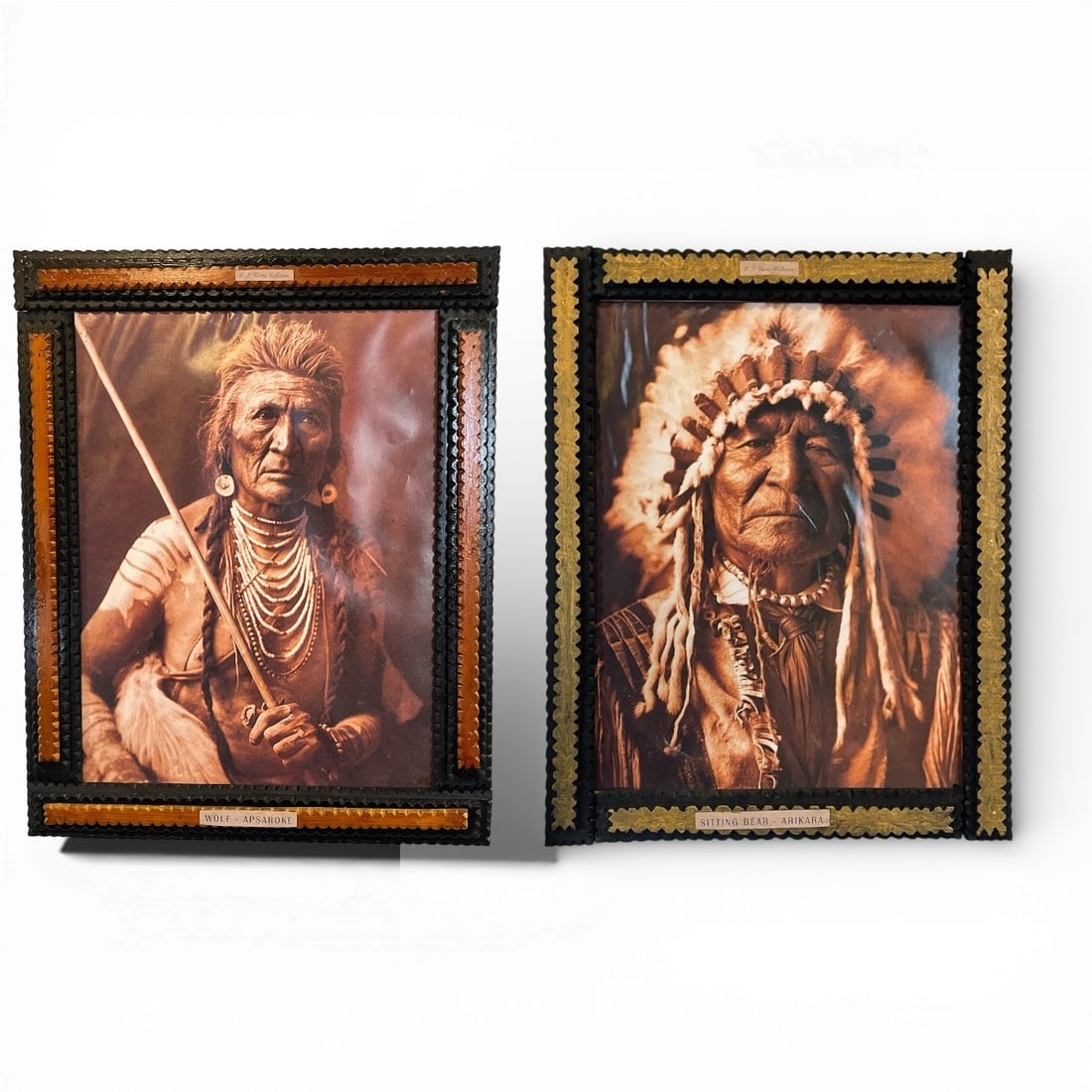 POPS CASEY Folk Art Frames w EDWARD CURTIS Prints (1 of 6)