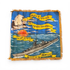 Rare U.S. Navy Battleship Company Flag, Hand Painted