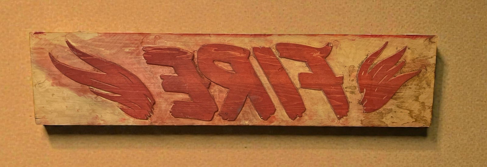 Folk Art Carved Relief FIRE Stamp (1 of 4)