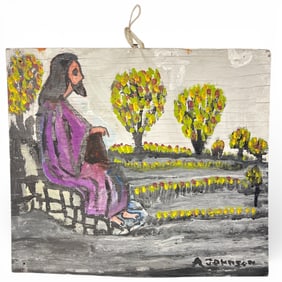 ANDERSON JOHNSON (American, 1915-1998) Folk Art Painting of Jesus