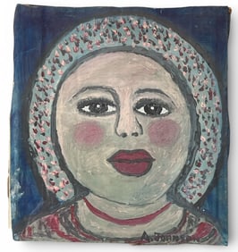 ANDERSON JOHNSON (American, 1915-1998) Folk Art Painting of a Woman