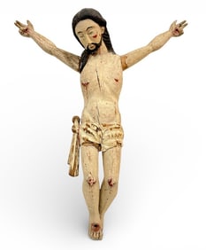 Carved Wood Folk Art Jesus Sculpture