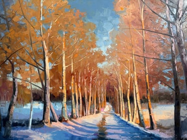 Door County, WI Artist "Winter Comes Softly" Oil Painting