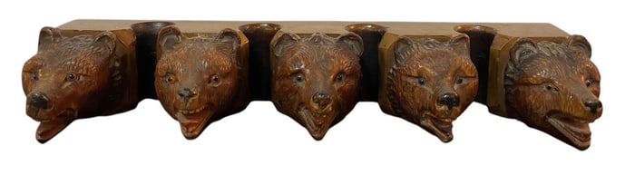 Black Forest Carved Wood Bear Pipe/Cigar Rack