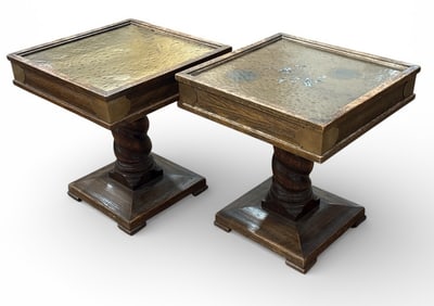 MAITLAND SMITH Style Pedestal Side Tables, Pair