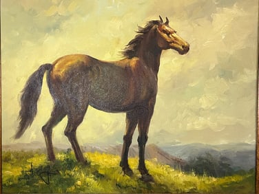 A Mid Century Horse/Stallion Oil Painting