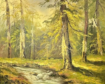 A Mid Century Forest Landscape Oil Painting