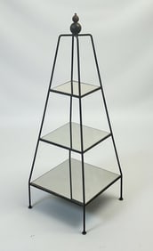 Vintage Iron Mirrored Pyramid Etagere