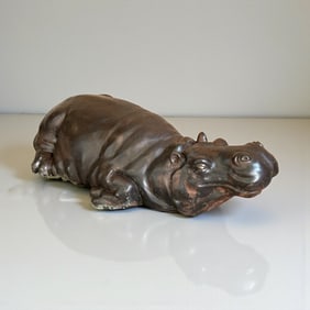 Large Bronze Hippopotamus Sculpture