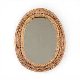 Boho Mid Century Oval Rattan Wall Mirror