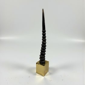 Faux Gemsbok Horn Sculpture on Base