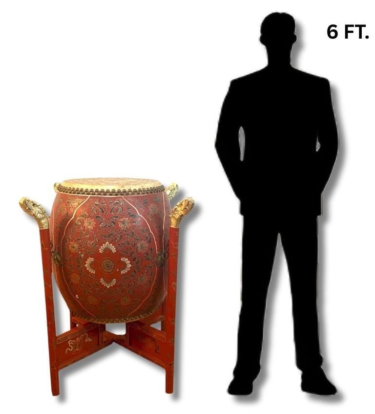Qing Dynasty Chinese Red Lacquer Drum (1 of 7)