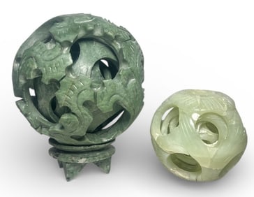 A Pair of Chinese Jade Puzzle Balls