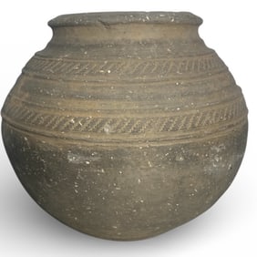 A Chinese Gray Martaban Earthenware Pot