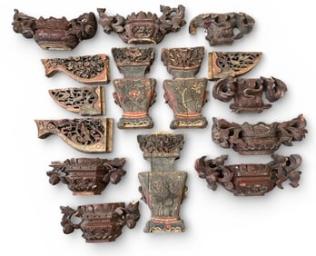Large Collection of Carved Chinese Architectural Elements