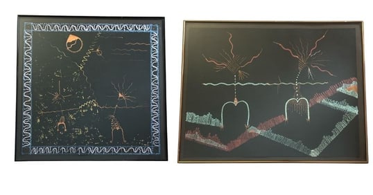 Two Oil Pastel Drawings by ANNIE MEIGS