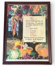 U.S.A. WW1 Food Administration Illustrated Poster, Advertising