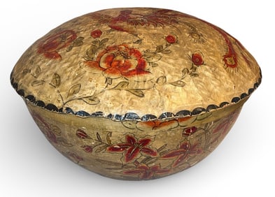 Large Chinese Paper Mache Lidded Bowl