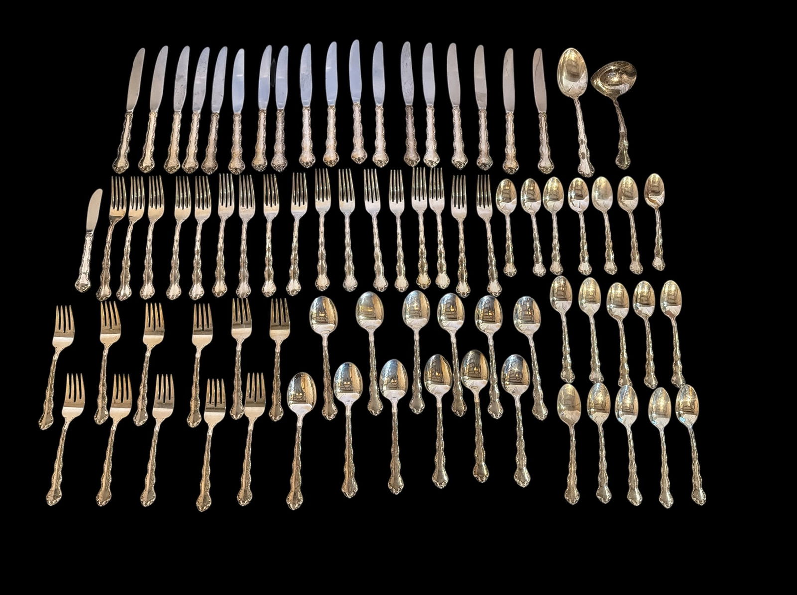 REED & BARTON "Mirrorstele" Sterling Silver Flatware, Service for 10 (1 of 5)