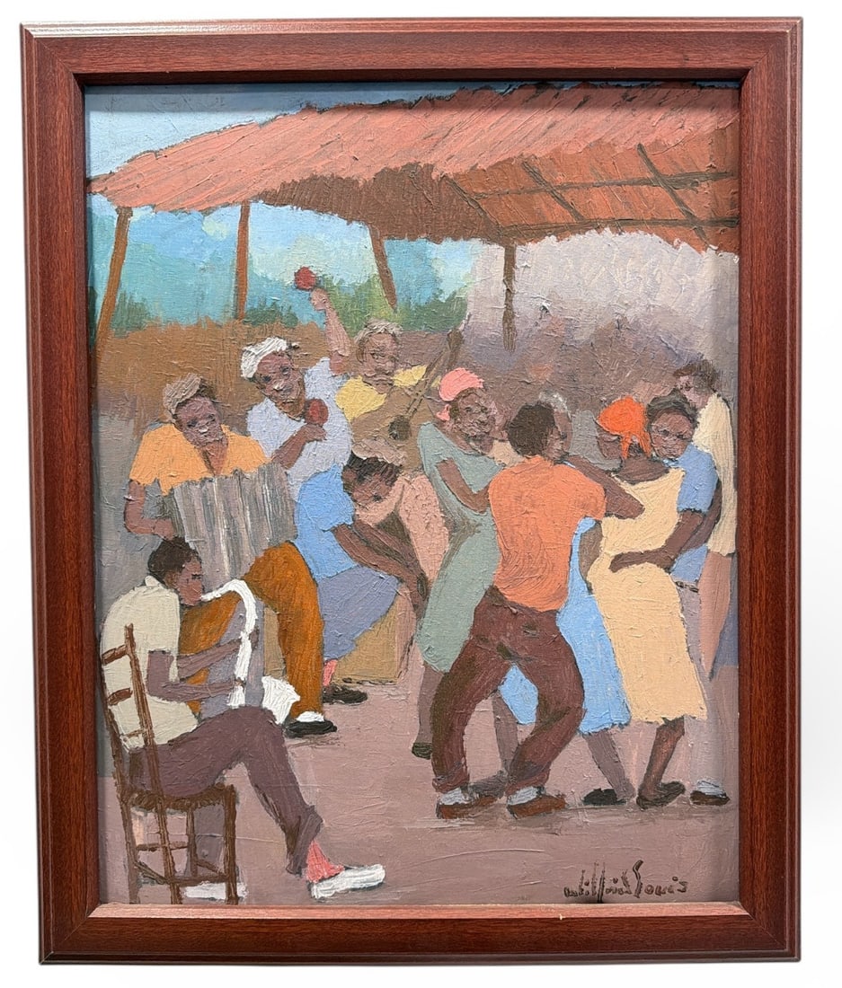 WILFRID LOUIS (1943-2012) Haitian Dancers Painting (1 of 3)
