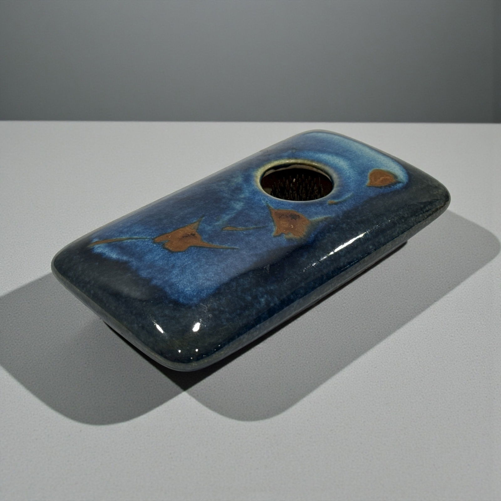 Mid Century Japanese Ikebana: Signed "G. Pal" ? on underside. 1.5" H x 7" W x 4" D.