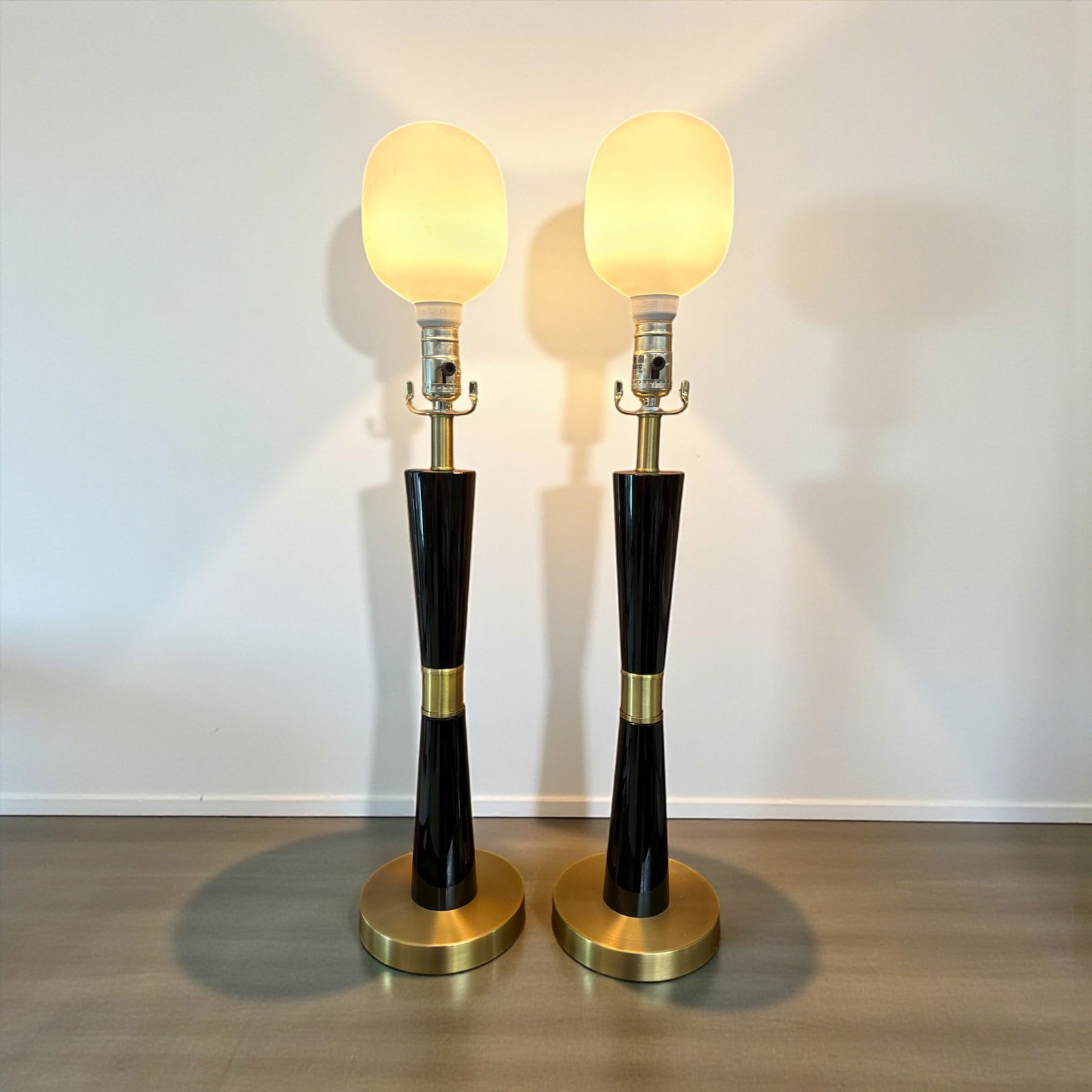 Pair of Art Deco Style Black & Brass Lamps (1 of 4)