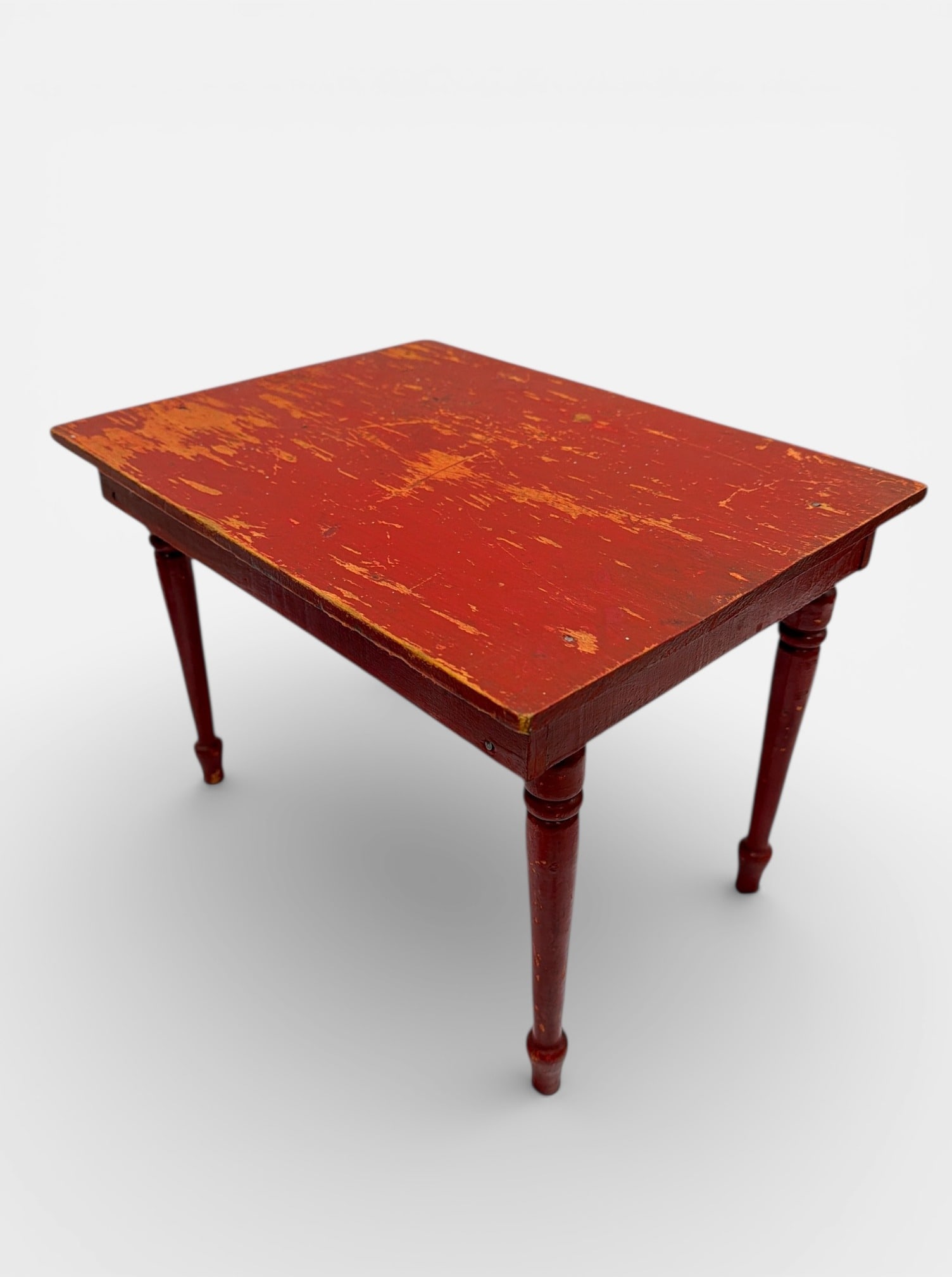 Red Primitive Table Signed Santa Claus, 1916: 10.5"H x 15"W x 11" D in pencil signed Anna from Santa Claus 1916