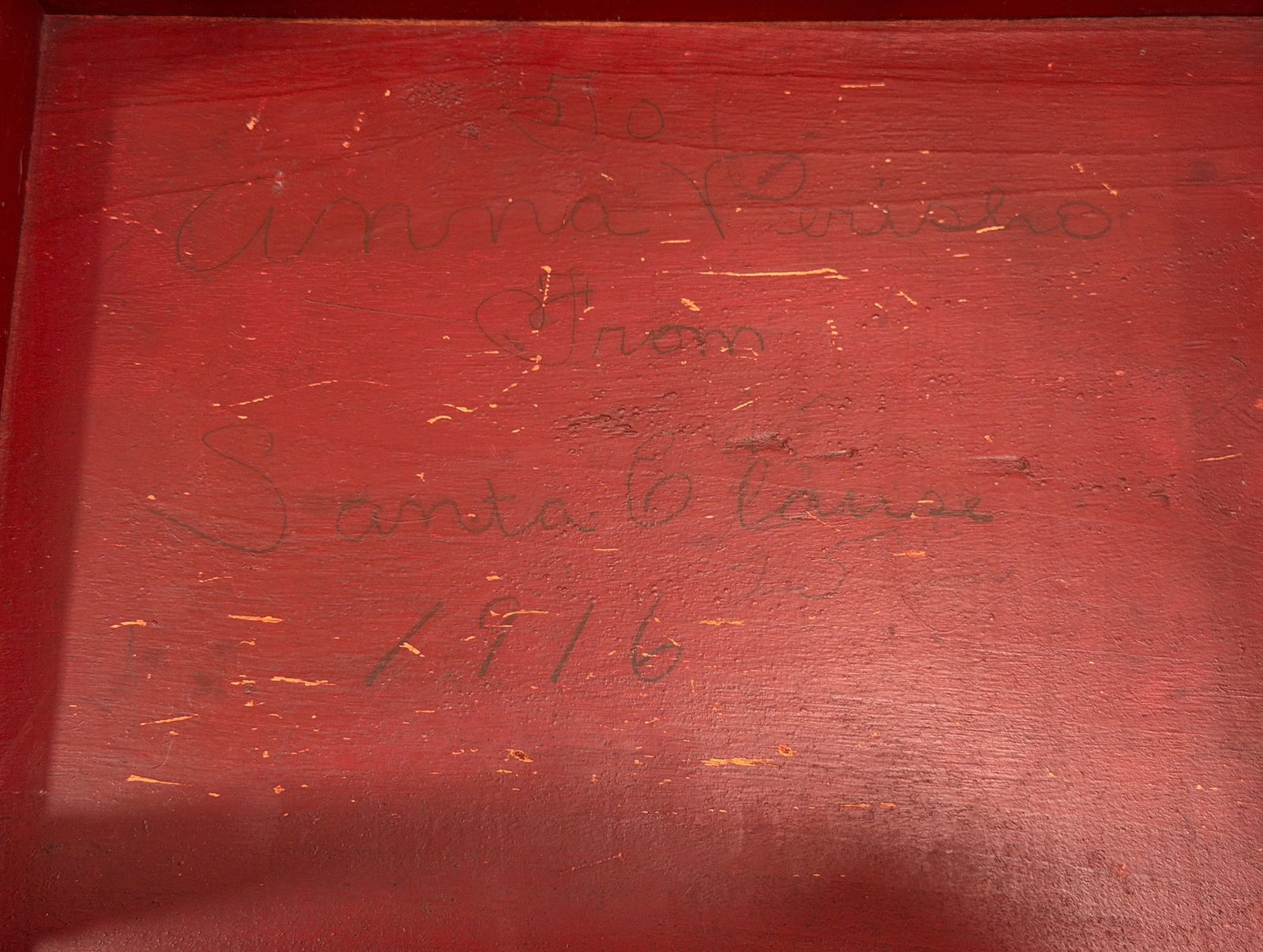 Red Primitive Table Signed Santa Claus, 1916 - 5