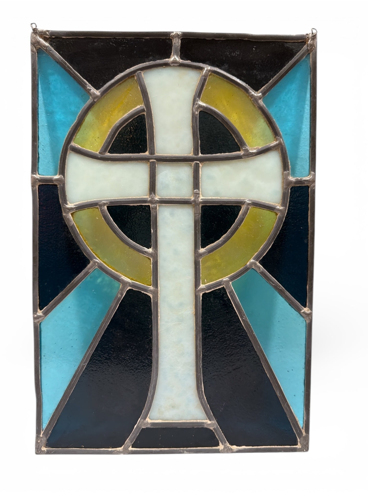 Stained Glass Religious Cross: 15" H x 10" W