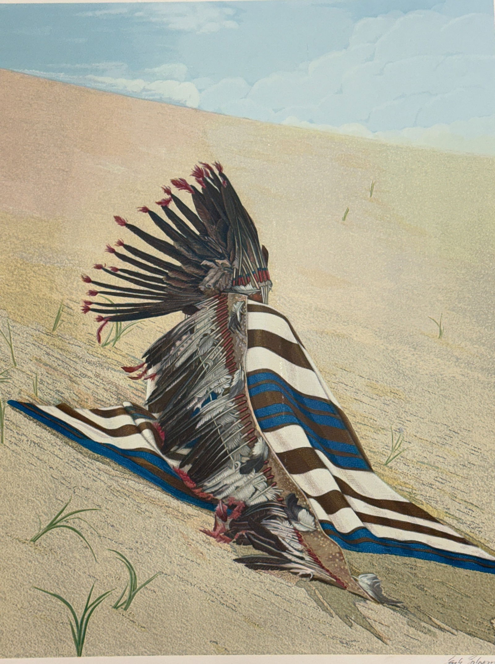 JACK SILVERMAN (American, 1940-2017) "Ute Dream" Serigraph: Signed lower right and numbered 9-100. 1987. Measures 37.5" H x 29.5" W. This piece is unframed.