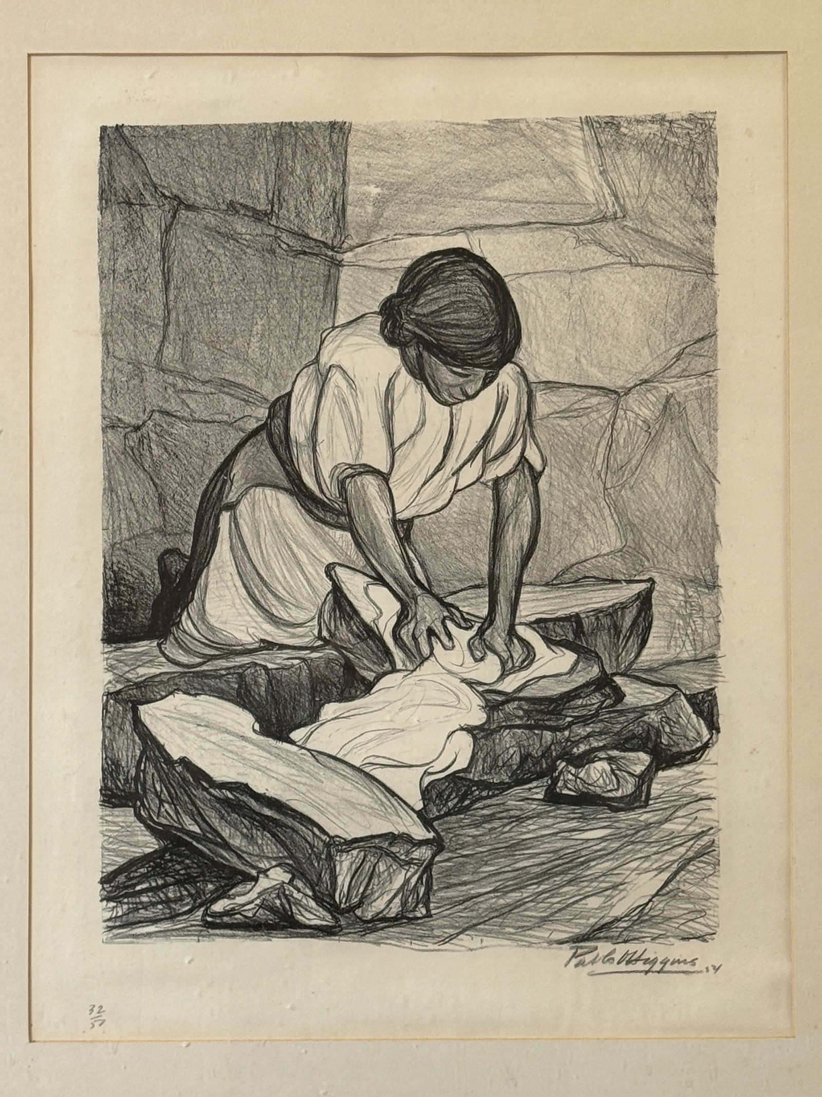 PABLO O'HIGGINS (Mexican/American 1904-1983) "Washerwoman" Lithograph (1 of 5)