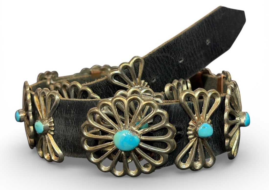 Navajo Silver and Turquoise Concho Belt, JACK TOM (1 of 3)