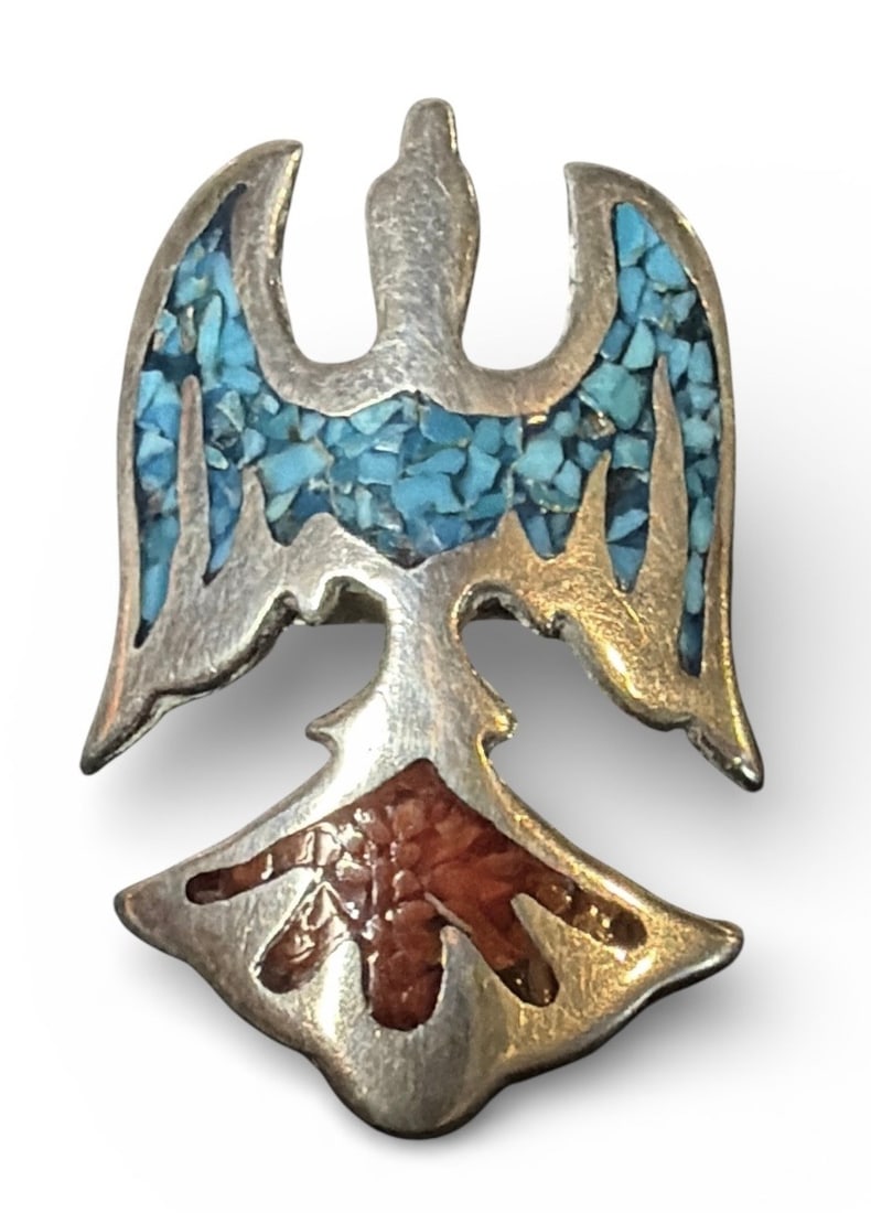 Native American Sterling Silver & Turquoise Firebird Ring (1 of 4)