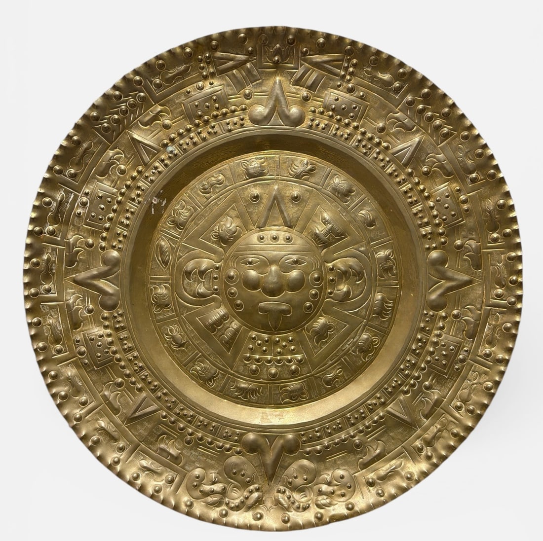 Brass Aztec Calendar Plaque (1 of 4)