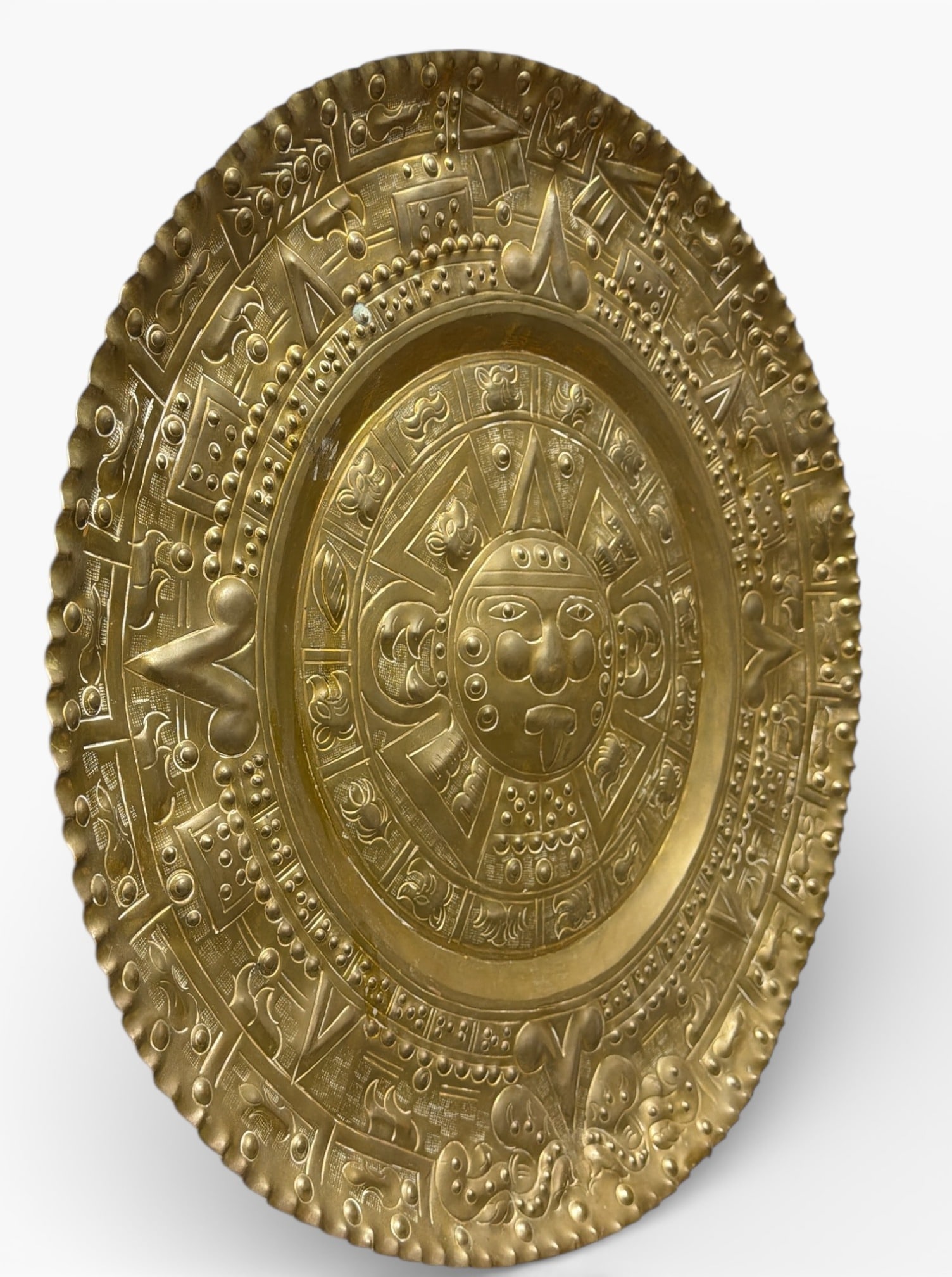 Brass Aztec Calendar Plaque - 2