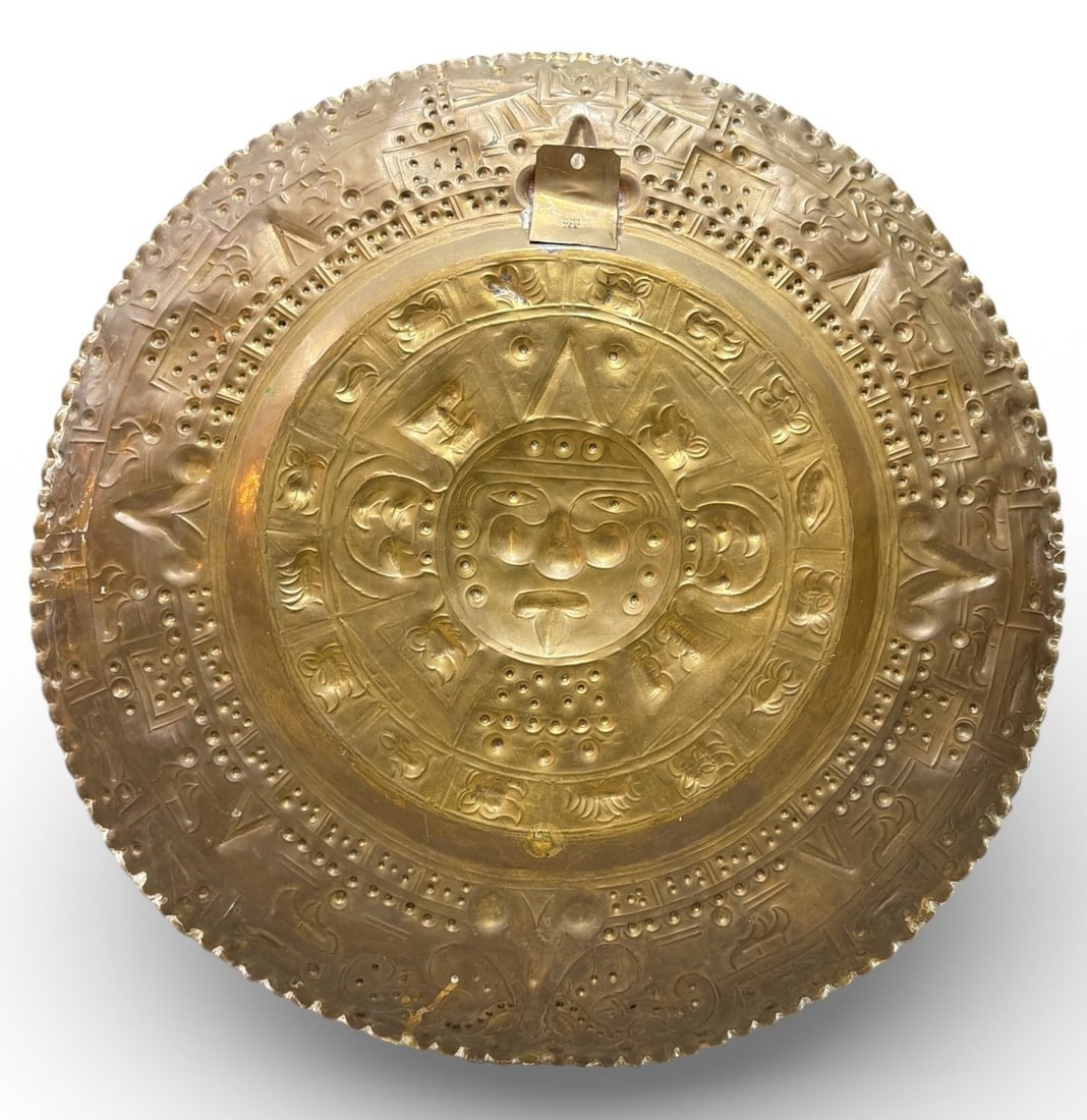 Brass Aztec Calendar Plaque - 3