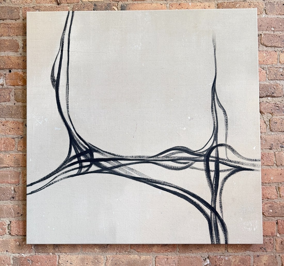 A Mid Century Style Line Study Painting, K.F.PRYOR: Signed K.F. Pryor en verso, acrylic on canvas, measures 40" x 40" x 1.25".