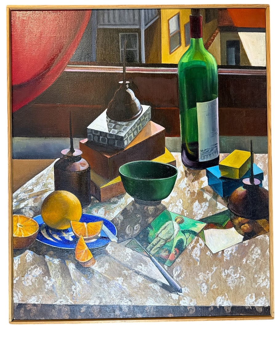 DONNA TADELMAN (American, 20th/21st Century), Oil Painting: Measures 25.75" x 21.5" x 1.5" D. Donna Tadelman is an American contemporary artist best known for her vibrant, layered paintings that blend figuration and abstraction to explore memory, emotion, and