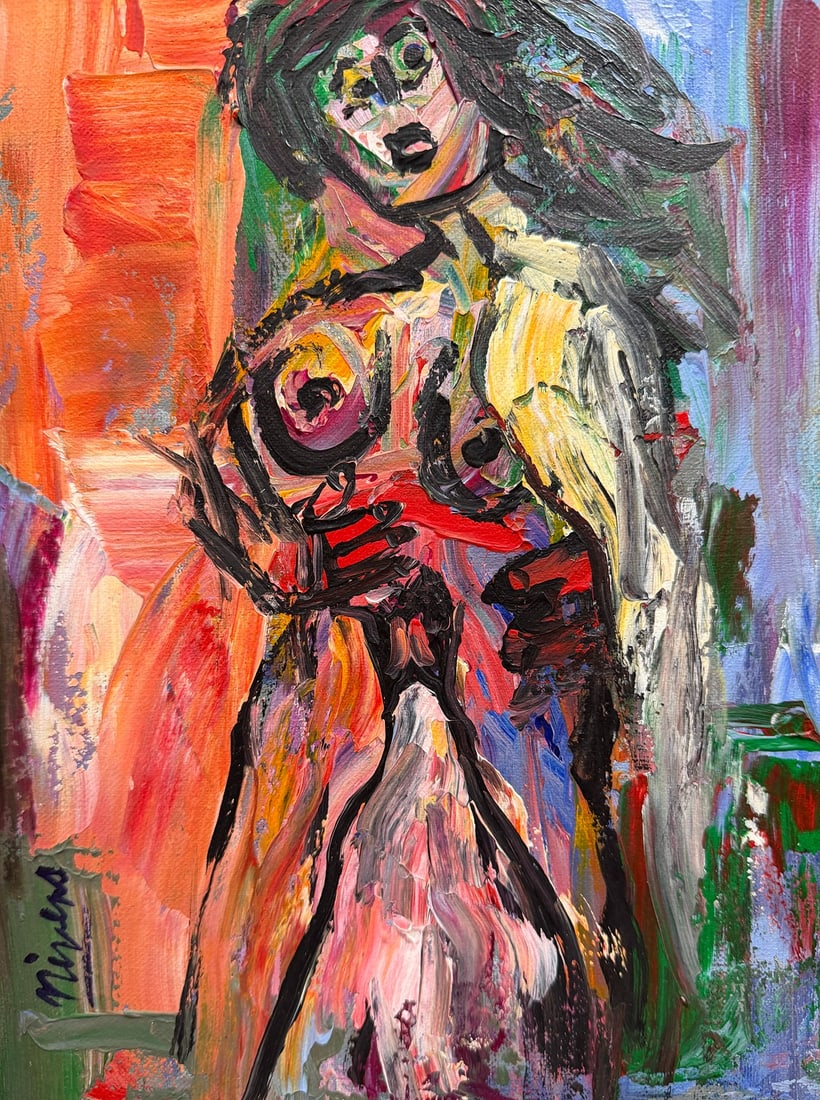 CHARLES NIVENS Abstract Nude Woman Painting: 14.25" HX 11.25" W Site is 11.5" H x 8.75"W Oil on canvas