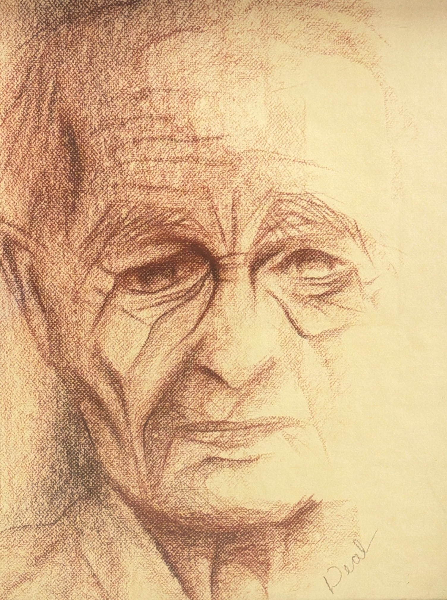 1960s Oil Pastel Portrait of a Man (1 of 2)