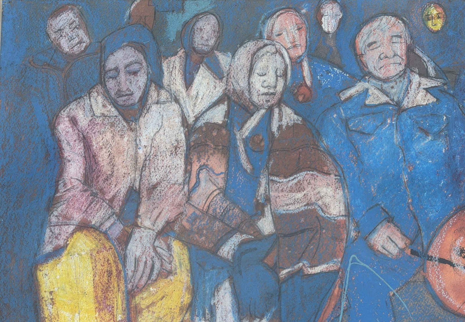 Mid Century Oil Pastel Painting (1 of 4)