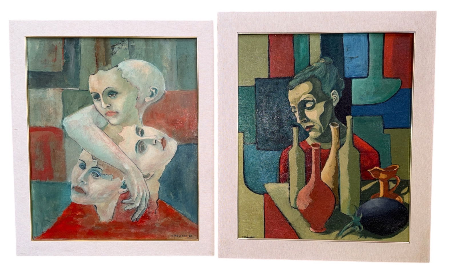 Two FILIPPO ANDRONICO (Italian, 20th C.) Abstract Surrealist Paintings (1 of 8)