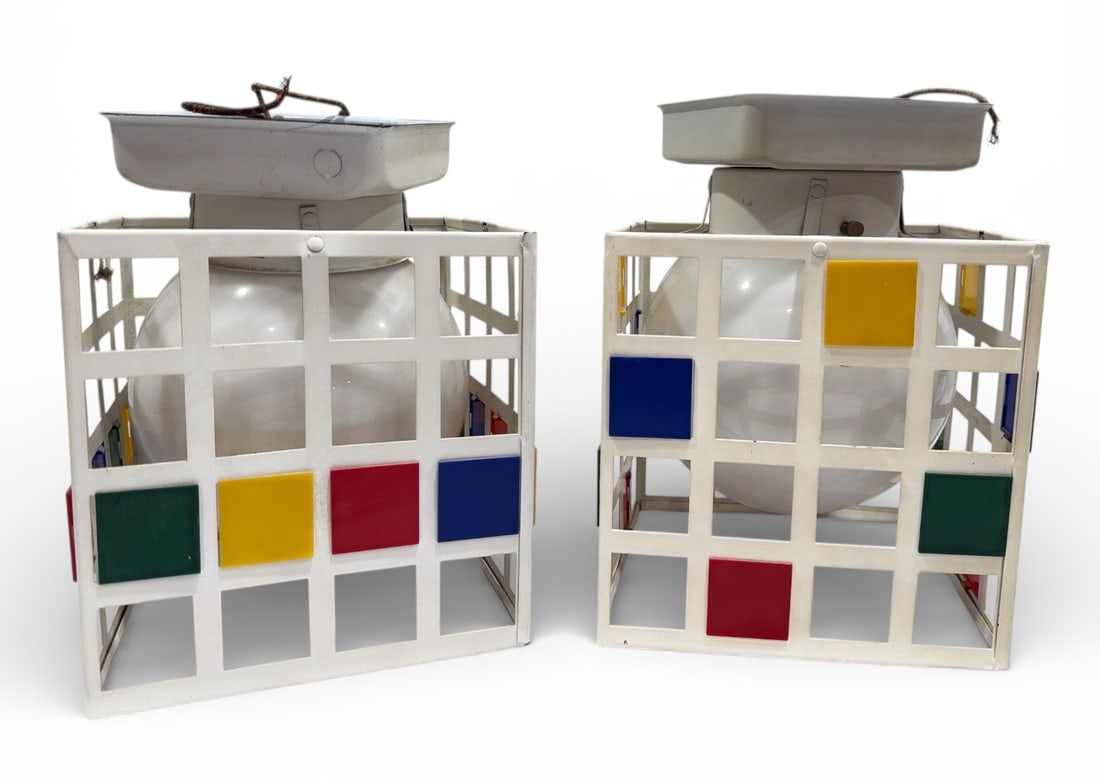 1960's MONDRIAN Style Mod Light Fixtures: 8.75" H x 6.25" W