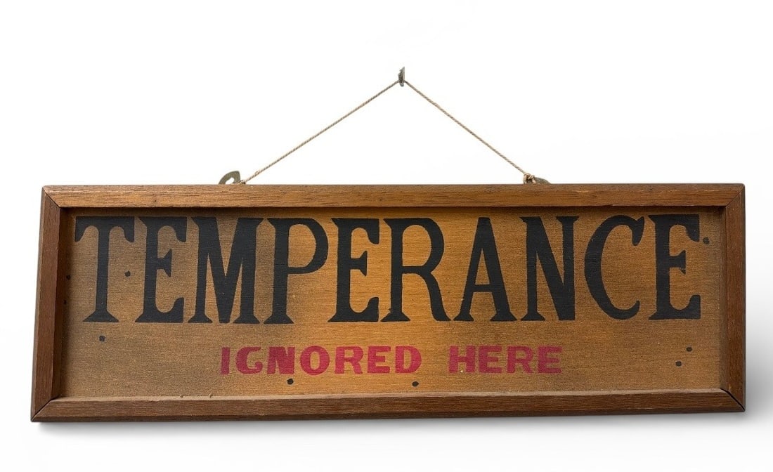 Vintage Temperance Bar Sign: Measures 6.5" x 19" x .5" D.